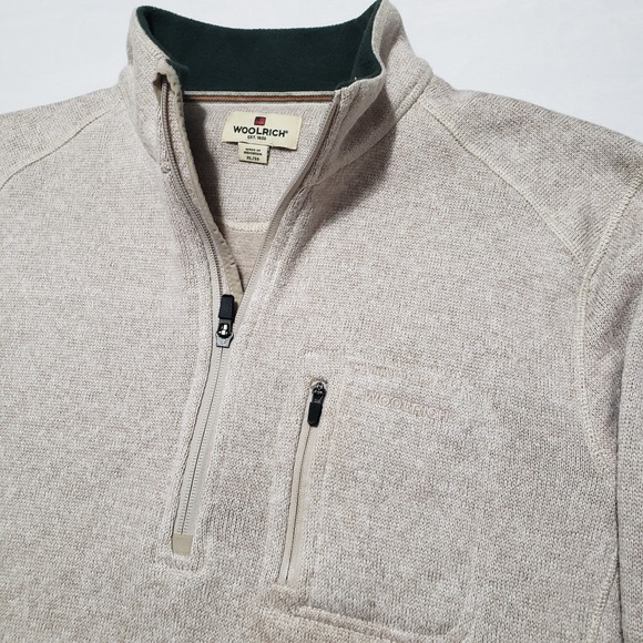 Woolrich Other - Woolrich 1/4 Zip Pullover Mens XL Beige Long Sleeve Zip Pocket‎ Sweater